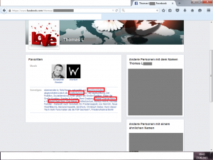 Bildzitat Screenshot Facebook Thomas L., der angegebene Betreiber des Facebook-Accounts "Die Anstalt" Fanclub.