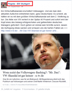Ausschnitt aus Bildzitat Screenshot Facebook Pegida Baden-Württemberg