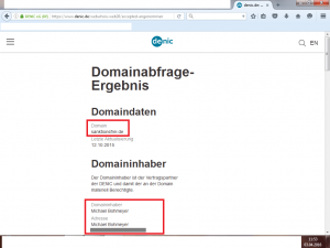 Bildzitat Screenshot Denic Domainabfrage für Sanktionsfrei.de