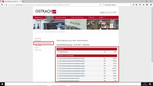 Bearbeiteter (rote Kästen) Screenshot am 27. Juli 2017 der Gemeindeverwaltung Ostrach