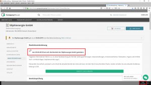 Bildzitat Screenshot (bearbeitet) CompanyHouse Firmenrecherche zu "Silphienergie GmbH" am 25.07.2019