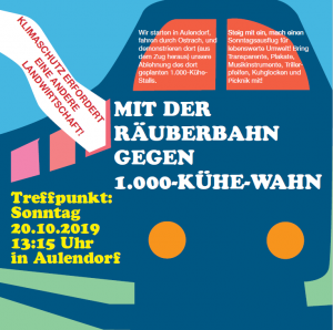 Plakat Veranstaltungsankündigung der Initiative gegen den 1.000-Kühe-Stall in Ostrach, Ravensburg